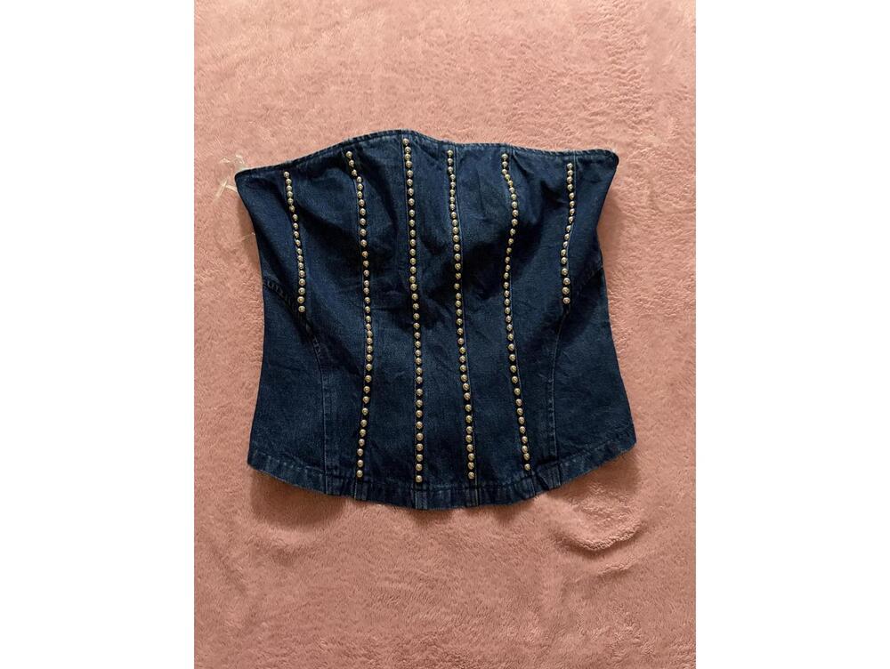 Forever 21 Dark Denim Studded Strapless Top Size M